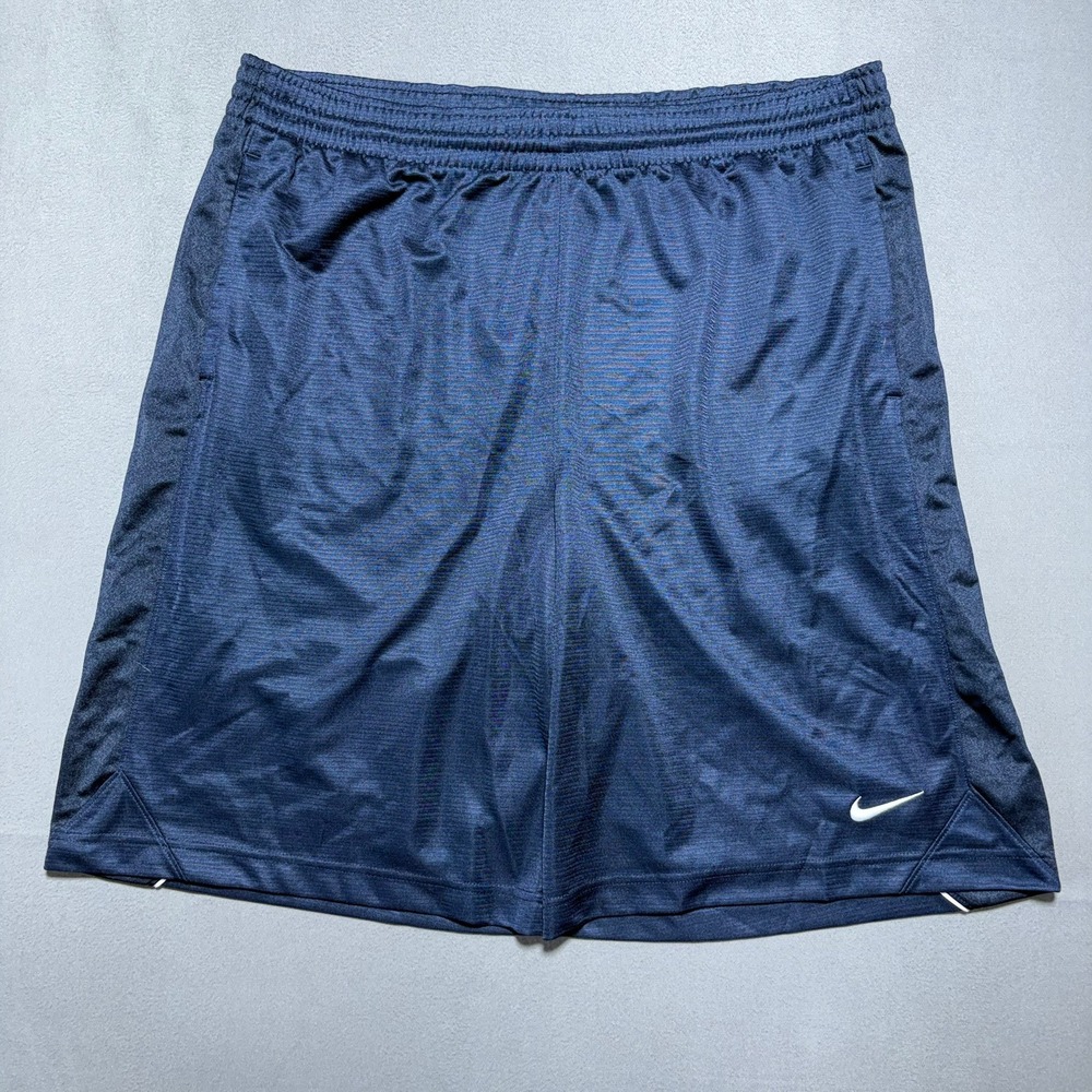 Nike Mens Navy Blue Basketball Shorts Athletic Gym Training Embroidered Swoosh